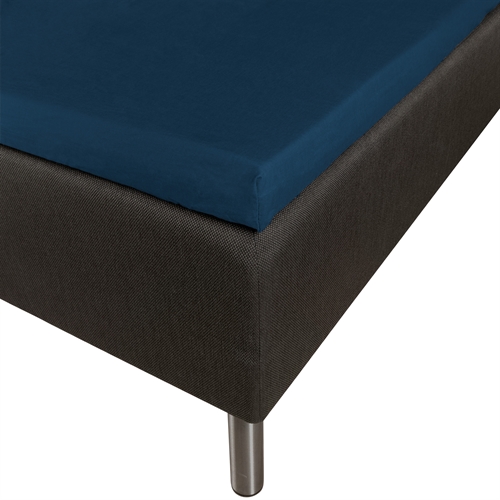 Image of Blødt kuvertlagen 90x200 - 100% bomuldssatin - 8 cm i højden - Blåt lagen til topmadras - By Night satin lagen