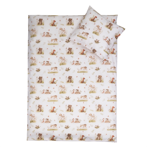 Image of Sengetøj 70x100 cm - Baby sengesæt med hjorte og bjørne - 100% bomulds sengelinned - Nordstrand Home