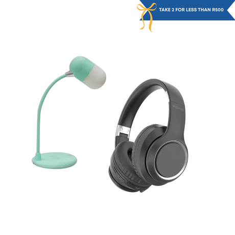 Polaroid Bluetooth 35 hour headphones + Polaroid LED Lamp, Charger & Speaker