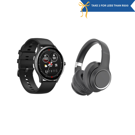 Polaroid Elite Smart Watch + Polaroid Bluetooth 35 hour headphones