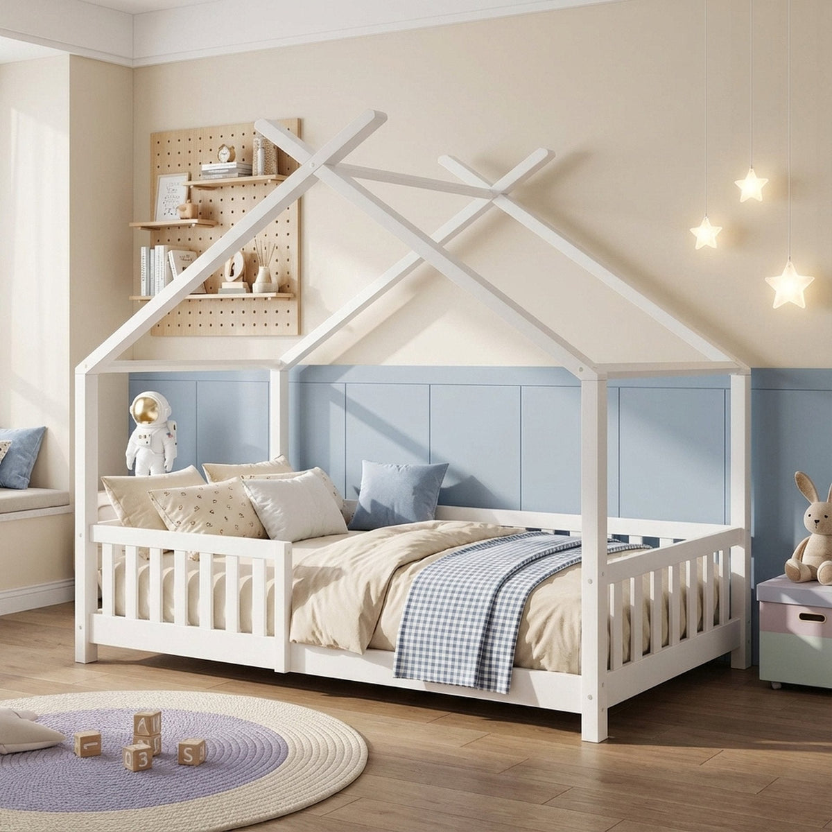 Minto Single Wooden House Bed Frame - White