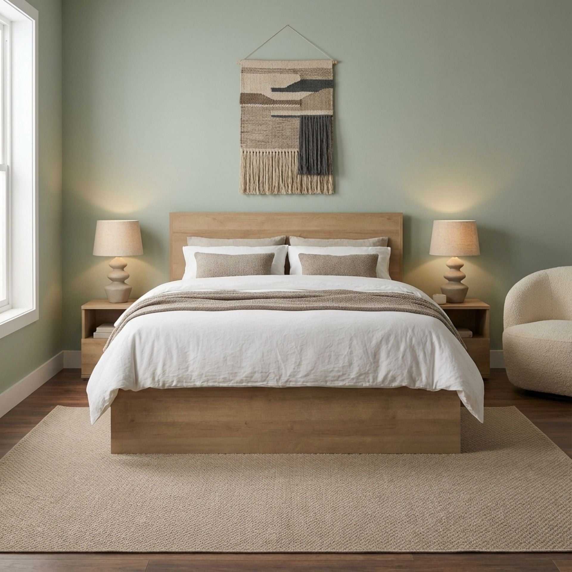 Harris Queen Bed Frame with Storage - Oak