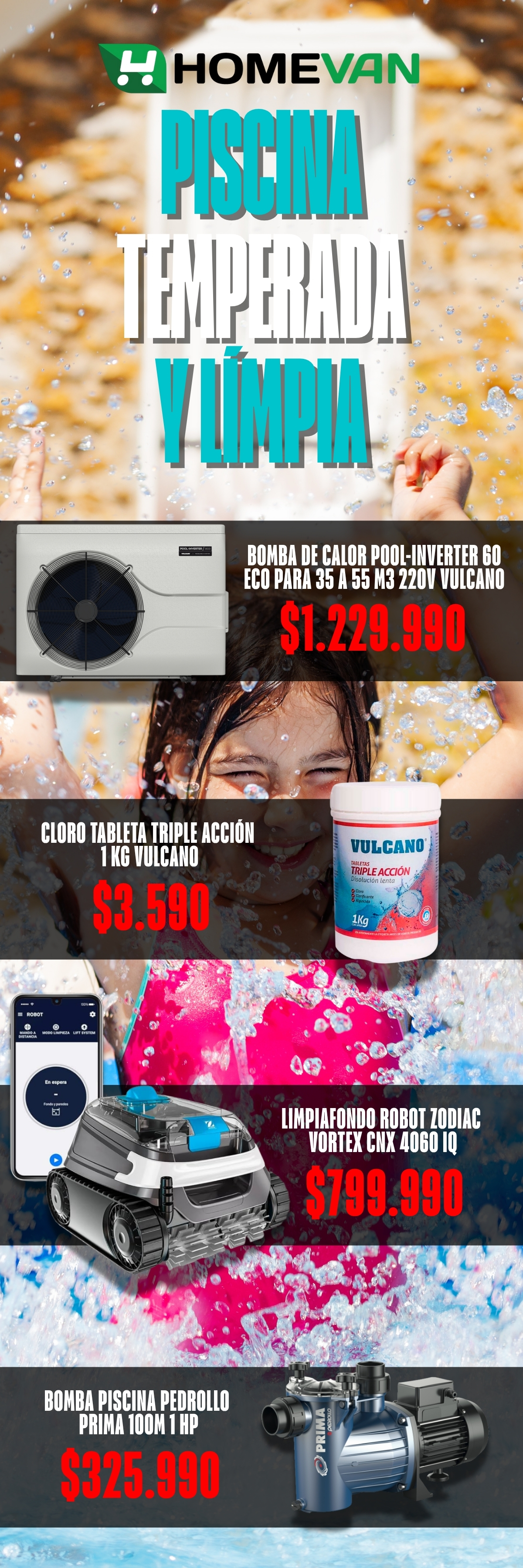 Piscina temperada y limpia