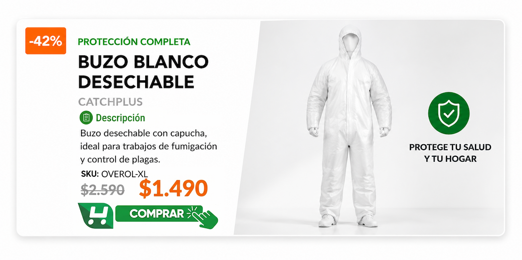 Buzo Blanco Desechable Talla L 1 Unidad Catchplus