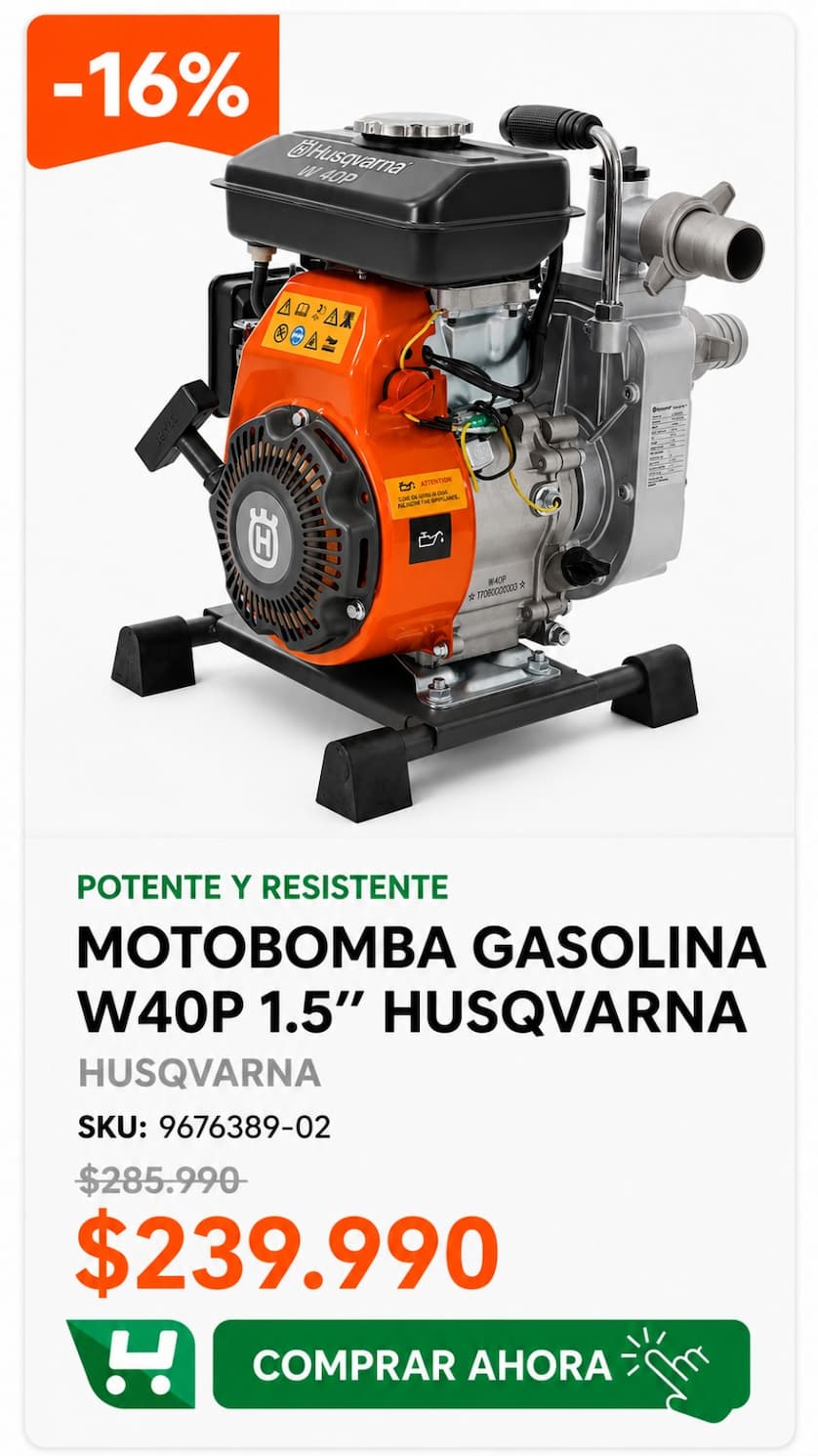 Motobomba Gasolina W40P 1.5 Husqvarna - SKU 9676389-02