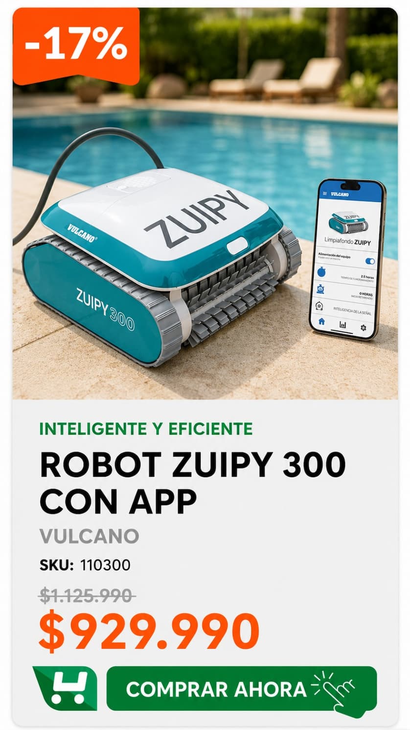 Robot Zuipy 300 con app · limpia piscina con control desde aplicación · alternativa para tu piscina · $929.990
