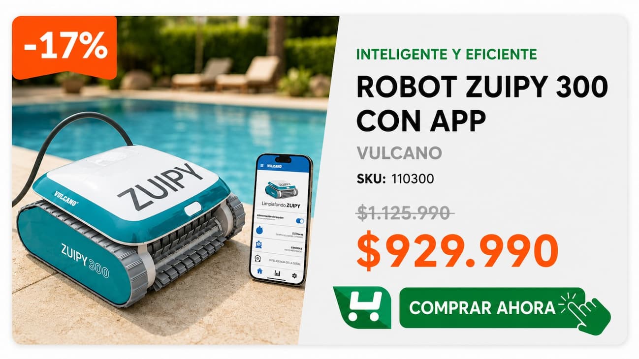 Robot Zuipy 300 con app · limpia piscina con control desde aplicación · alternativa para tu piscina · $929.990