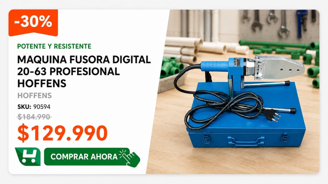 Máquina fusora PPR Hoffens · para trabajos de agua fría y caliente en PPR · $129.990 · venta de fin de mes Homevan