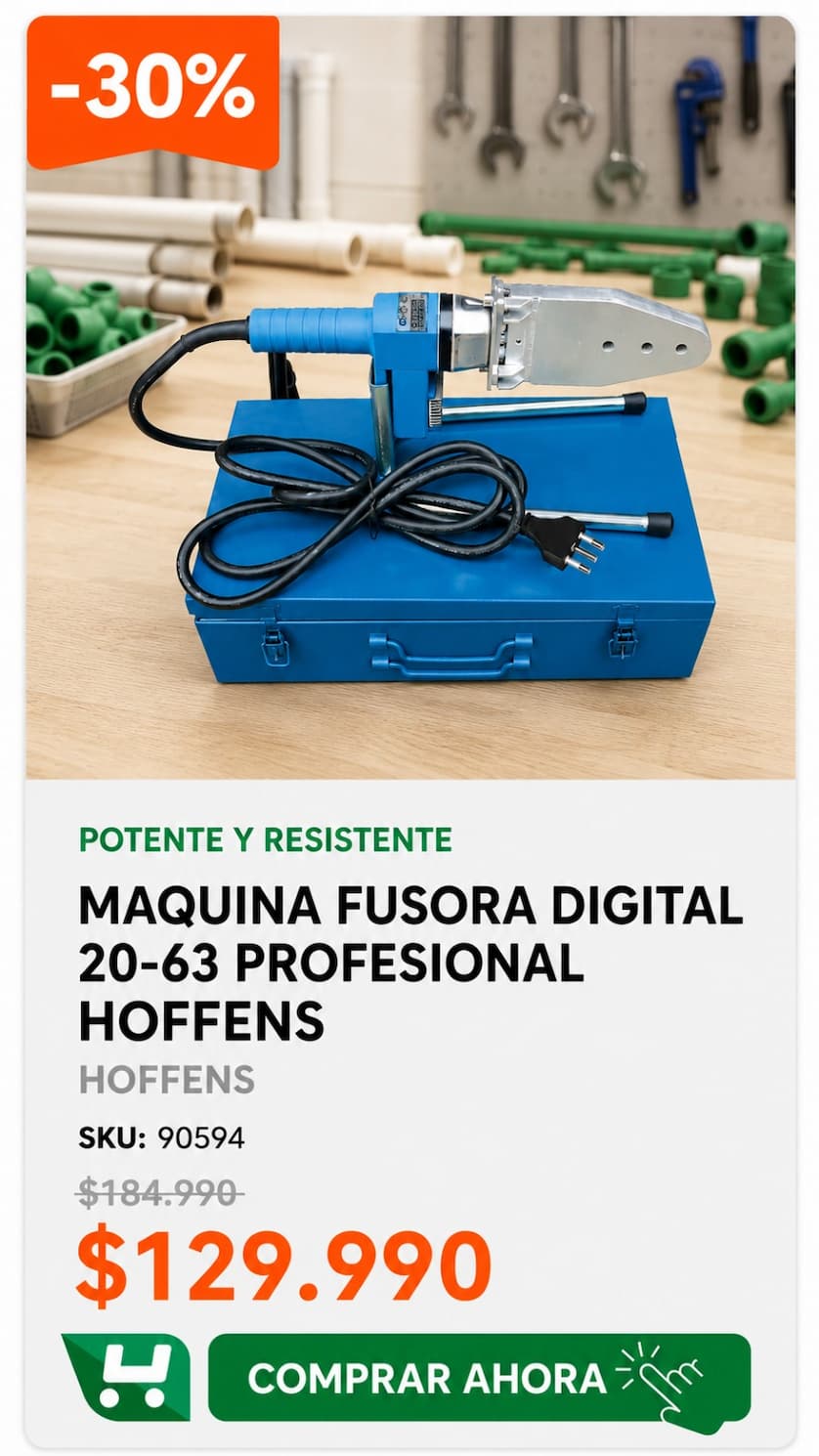 Máquina fusora PPR Hoffens · para trabajos de agua fría y caliente en PPR · $129.990 · venta de fin de mes Homevan