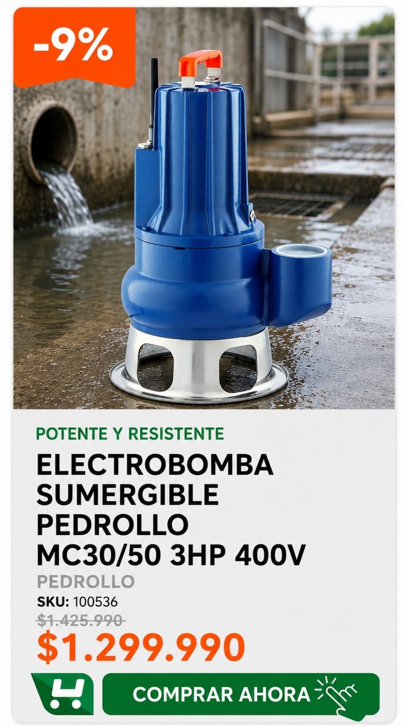 Electrobomba Sumergible Pedrollo MC30/50 3 HP, 400 V · SKU 100536 · Homevan