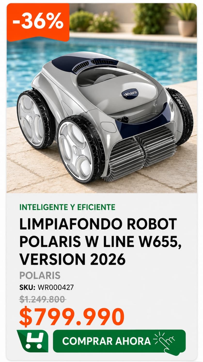 Robot limpiafondo Polaris W655 versión 2026 · SKU WR000427 · Agosto: sigue el frío y prepara la piscina · Homevan