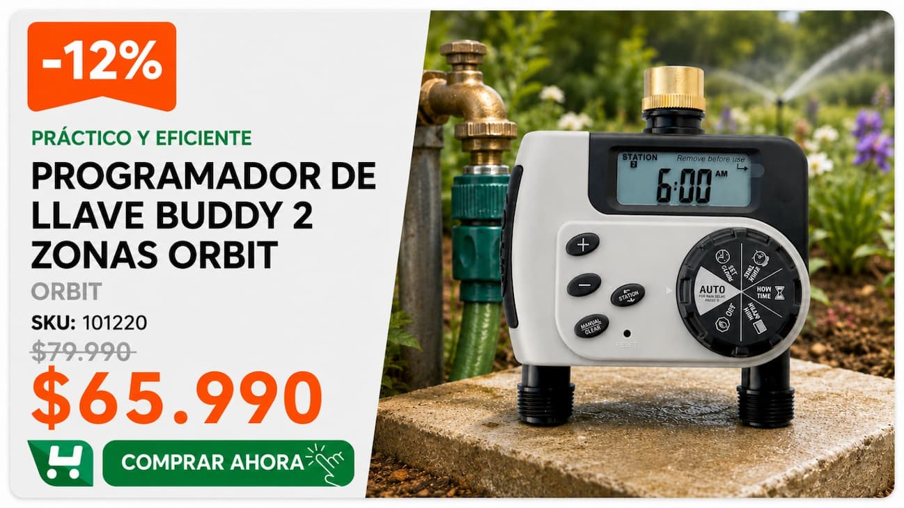 Programador De Llave Buddy 2 Zonas Orbit · SKU 101220 · Programador con dos salidas independientes desde una sola llave. · Homevan