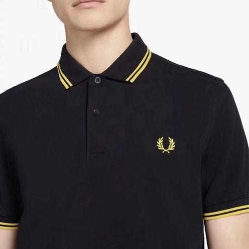 Fred Perry Herren Poloshirt Polo Hemd Schwarz Twin Tipped XS-2XL