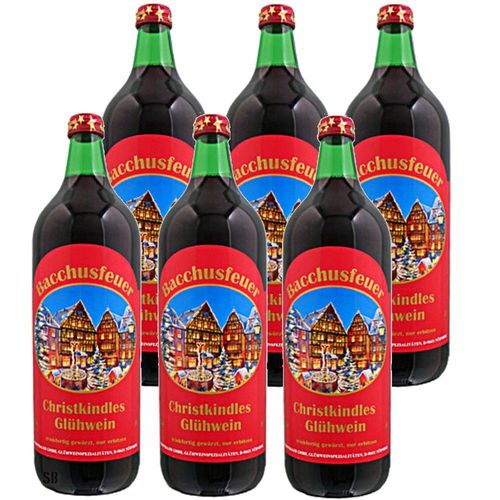 6 x Bacchusfeuer Glühwein, Punsch Glögg lieblich 9,5% vol 100cl