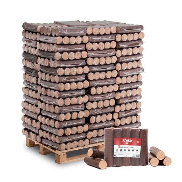 Holzbriketts Spark Hartholz Kaminbrikett Rund Buche 10kg x 96 960kg Palette