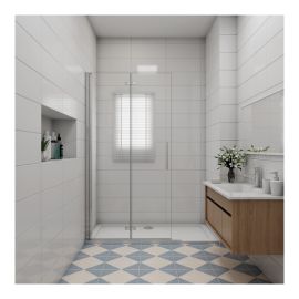 Walk-In 120 x 195cm Falttür Faltbar/drehbar Duschwand 6mm Nano-ESG