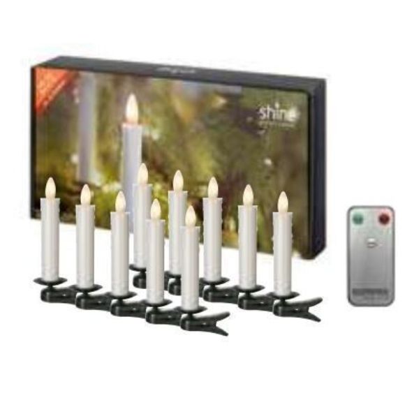 49620 Sompex Shine LED 10 Weihnachtsbaumkerzen mit FB Multi LED In- & Outdoor