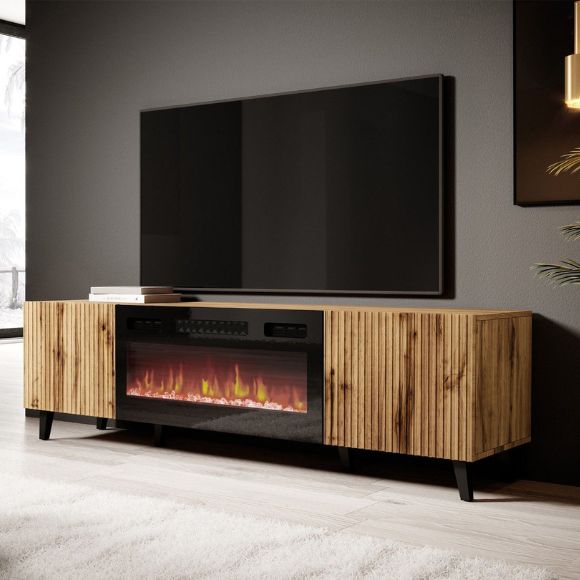 TV-Lowboard Vamos 180 TV-Kommode mit Kamin Stilvoll TV-Schrank Wohnzimmer