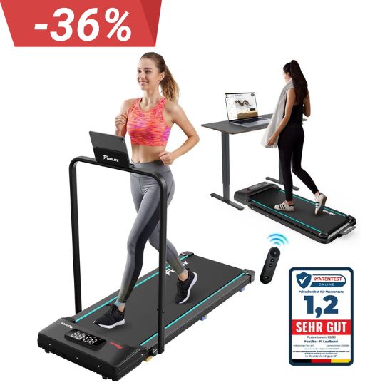 Walking Pad/Laufband für Zuhause klappbar-3-in-1 Laufband mit Haltegriff, FunLife F1