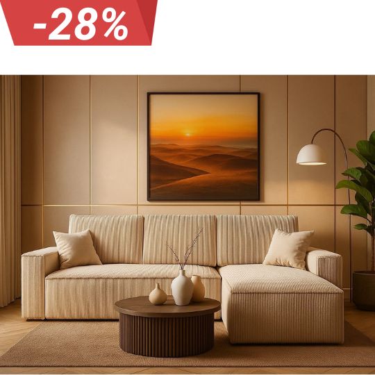 Ecksofa AMRO CORD Sofa Schlafunktion mit Bettkasten POSO