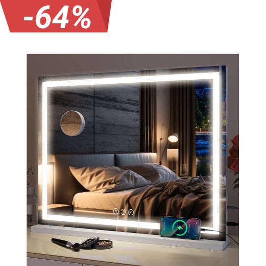 Hollywood Schminkspiegel Kosmetikspiegel mit LED Beleuchtung USB-Ladeanschluss