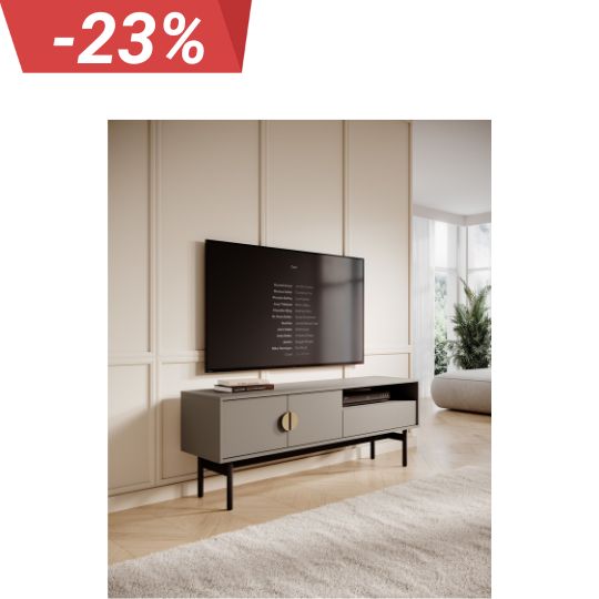 Selsey Stoon - TV-Element mit Schublade, Steingrau, 154 cm