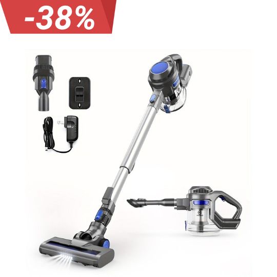 12KPa 30min Max 120W MOOSOO XL-618A Akku-Staubsauger mit 1,3L großem Staubbehälter