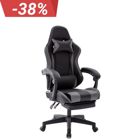 Delman Gaming Stuhl gaming chair Bürostuhl Kunstleder Fußstütze neigbare 02-0060