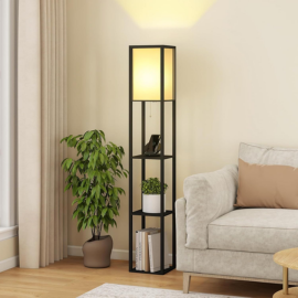 Stehlampe Stehleuchte Leselampe Holz 3-Regal E27 für Wohnzimmer Schlafzimmer DE