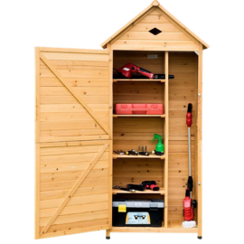 Gartenschrank Holz, Gerätehaus, Geräteschuppen Werkzeugschrank Garten, 177x80x45cm