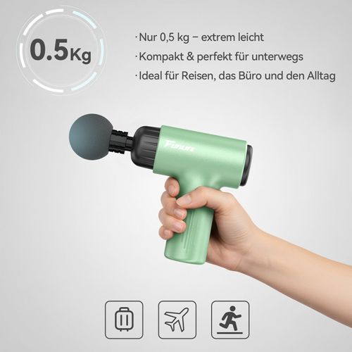 FunLife M2 Mini Massagepistole, 6 Intensitätsstufen, nur 0,5 kg, 4 Massageköpfe