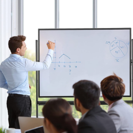 Mobiles Whiteboard Alurahmen, Doppelseitige Whiteboard Höheverstellbar & 360° drehbar
