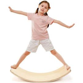 90 x 30cm Balance Board, Balancierbrett aus Holz, Wackelbrett bis 220kg belastbar