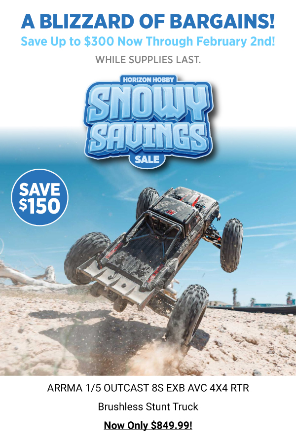 Snowy Savings ARRMA 1/5 OUTCAST EXB RTR