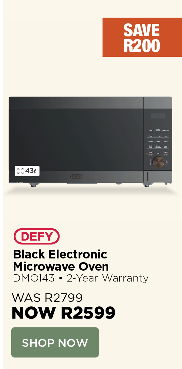 Defy black microwave oven