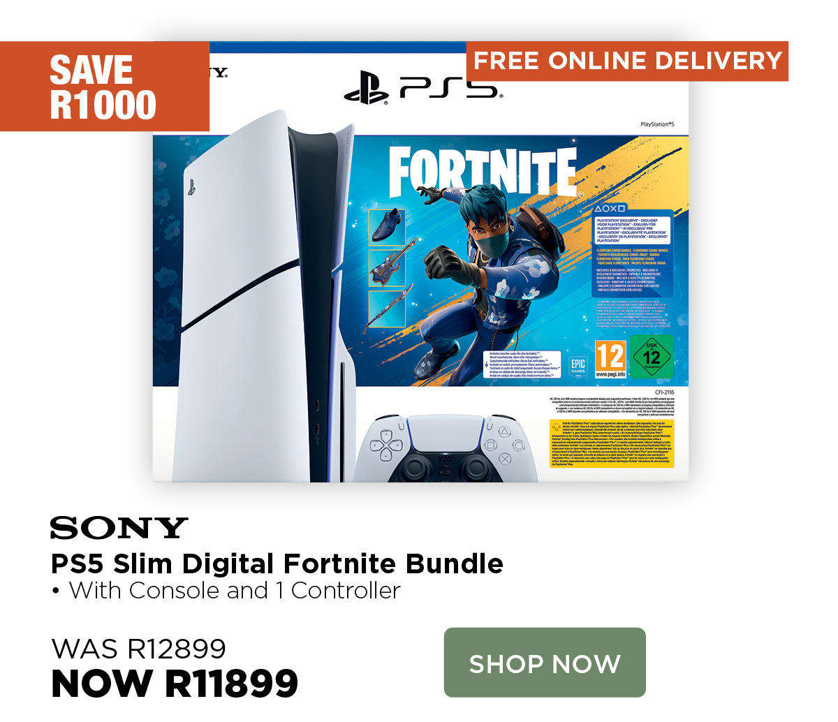 Sony PS5 Slim digital fortnite bundle