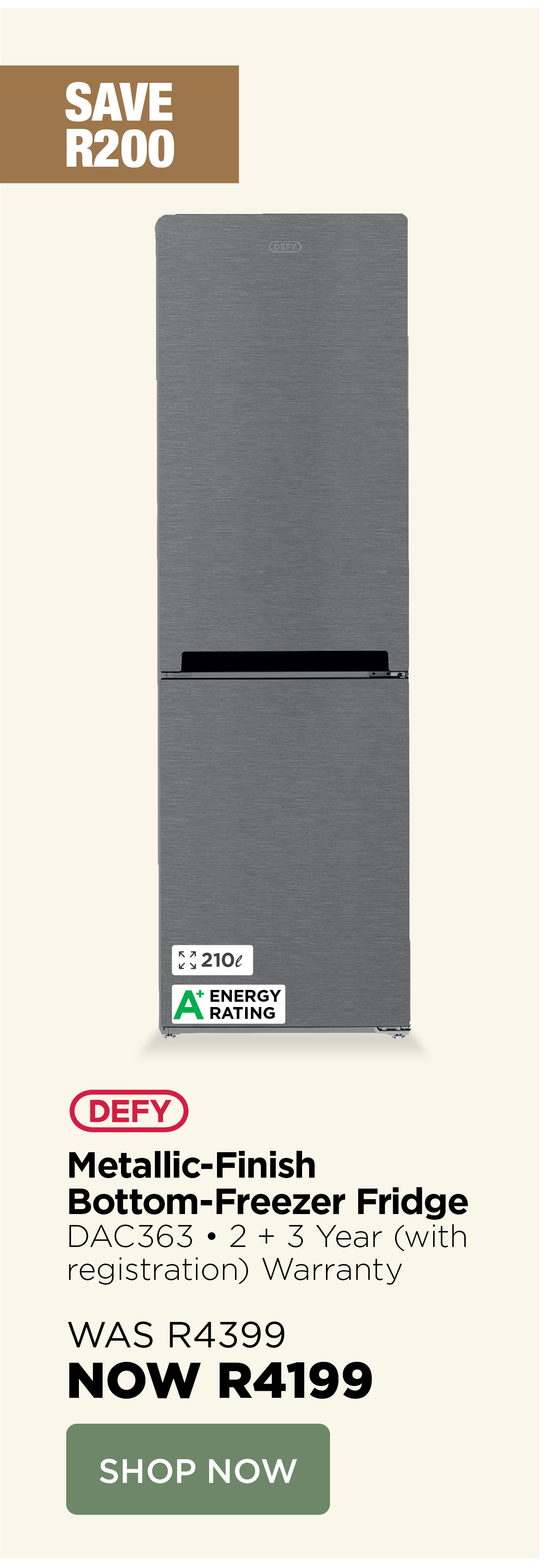 Defy Bottom-Freezer Fridge