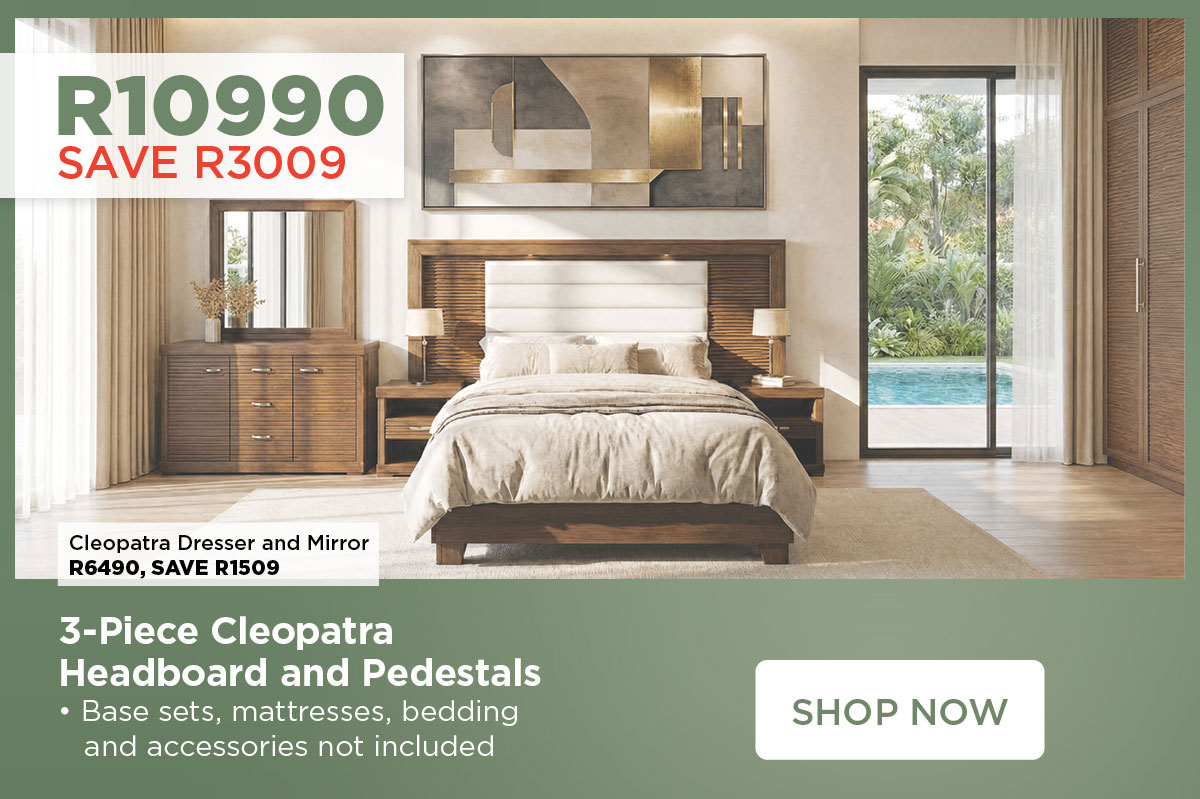 3-Piece Cleopatra Headboard and Pedestals