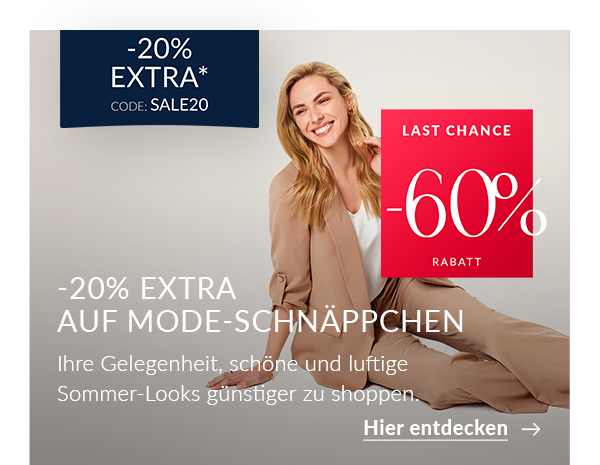 Last Chance: -20% Rabatt on top auf Mode