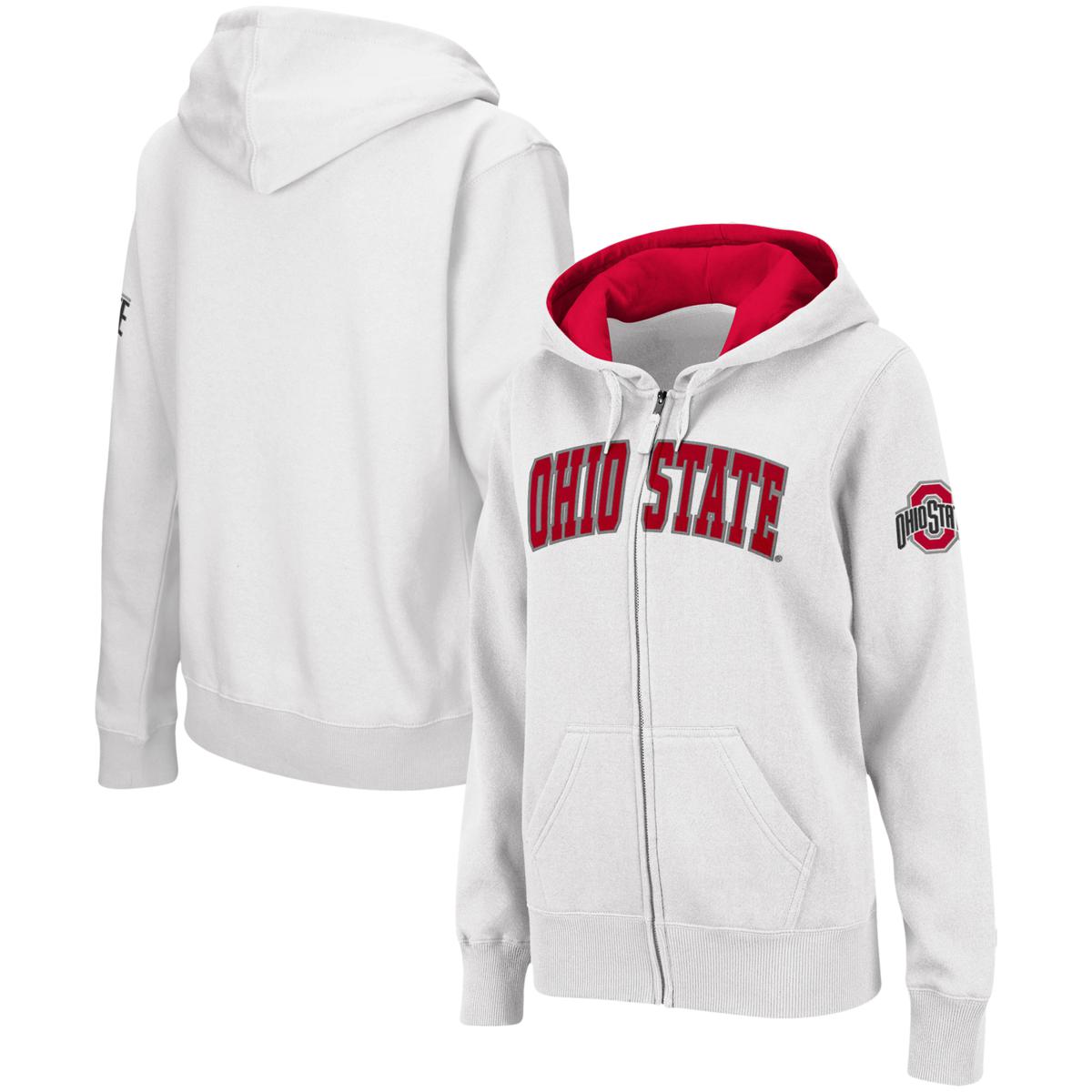 Officially Licensed Colosseum White Name Full-Zip Hoodie - Buckeyes