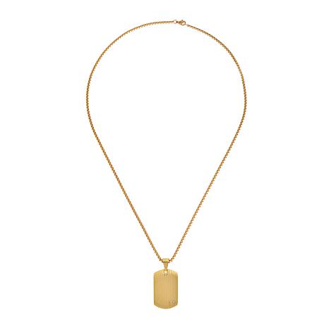 Geoffrey Beene 0.03ctw Cubic Zirconia Dog Tag Pendant Necklace