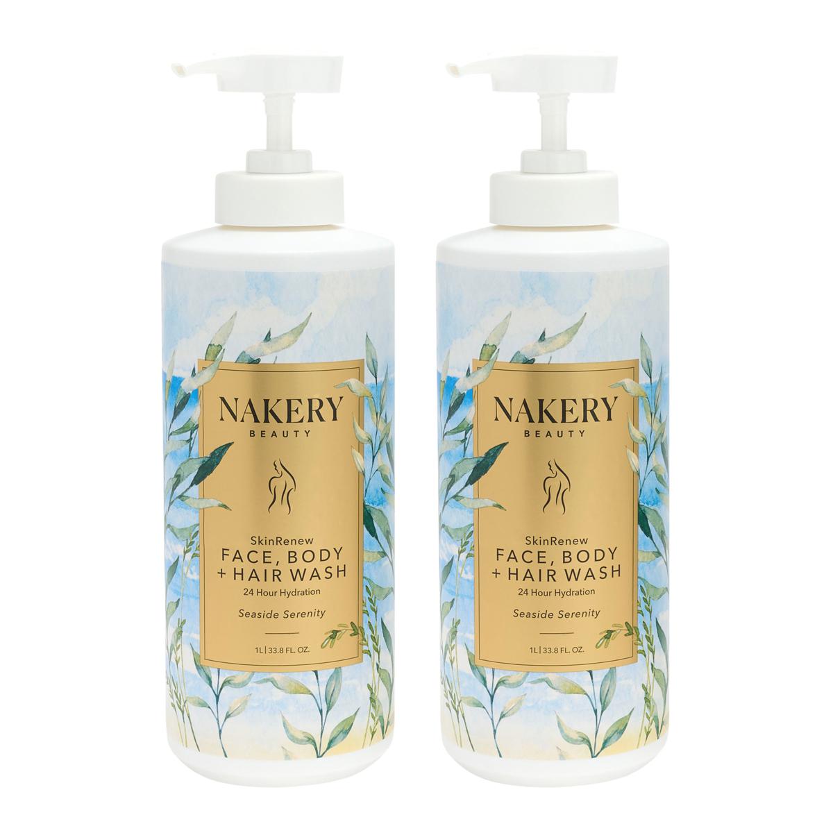 Nakery Beauty 2pk 1 Liter Seaside Serenity Face, Body & Hair Wash