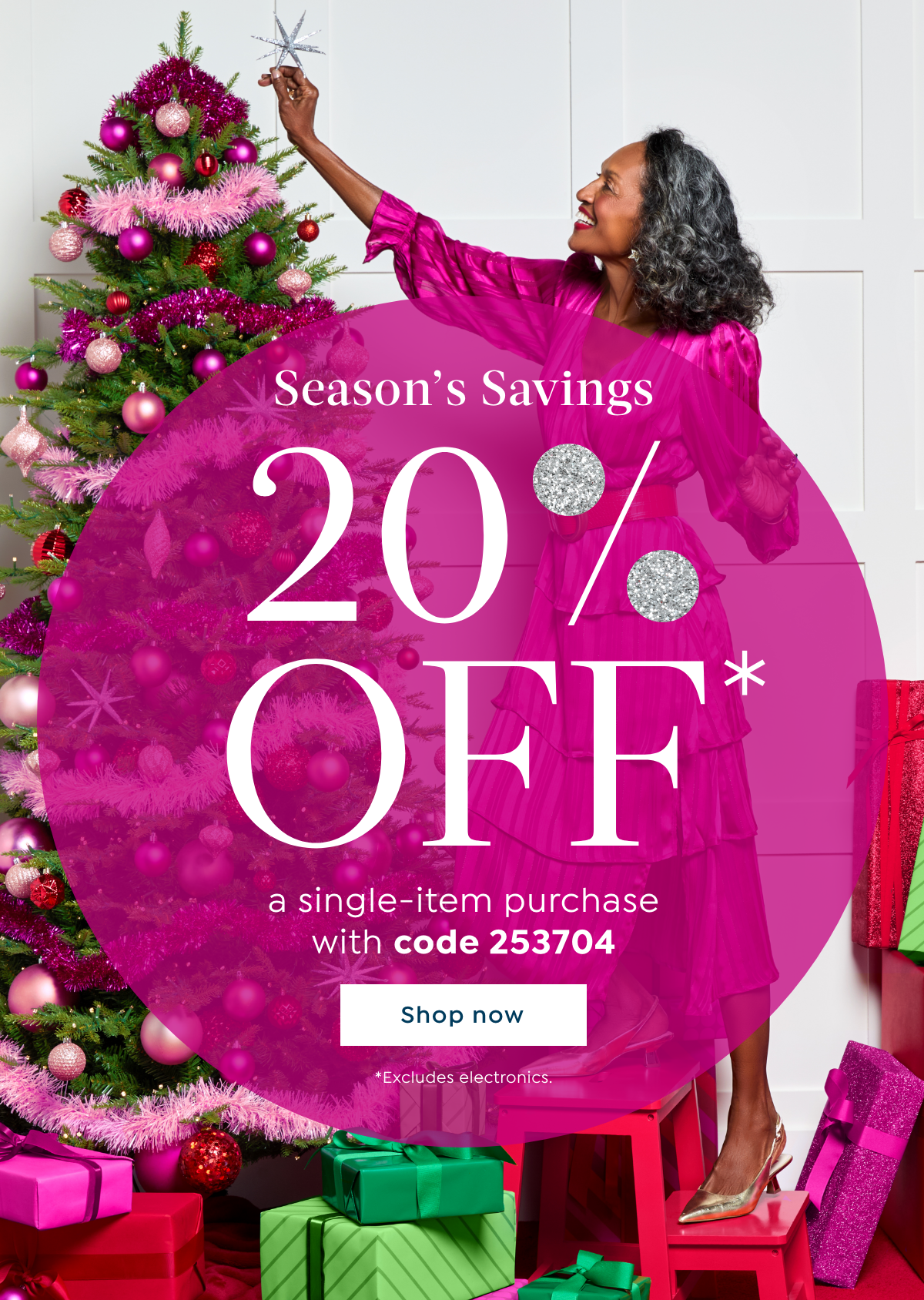20% off* a single-item purchase with code