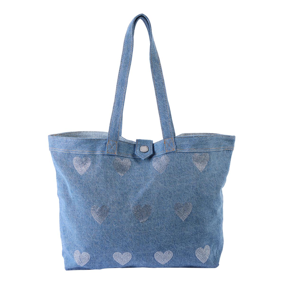 DG2 by Diane Gilman Crystal Heart Denim Tote Bag