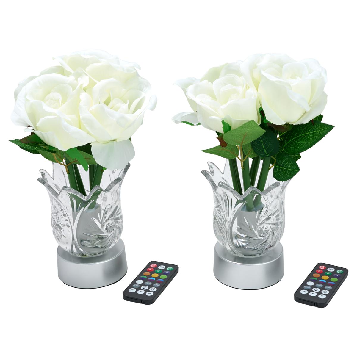 Living Glow Rechargeable LED Color Changing Flower Light - Set of 2