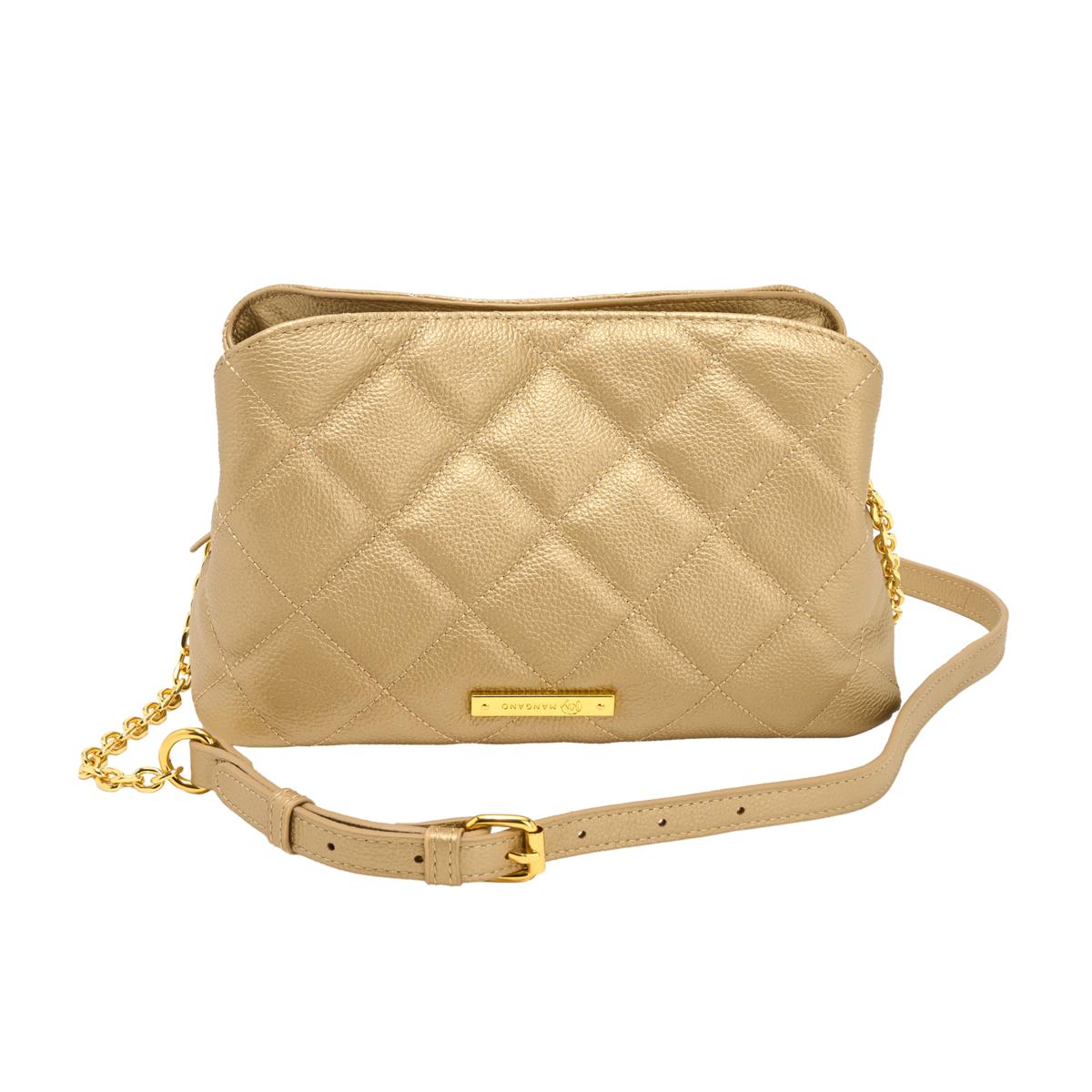 Joy Luxe Leather Quilted Chic Triple Section Crossbody Bag