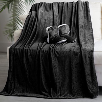 Warm & Cozy 60 x 80 Plush Throw and Bootie Gift Set