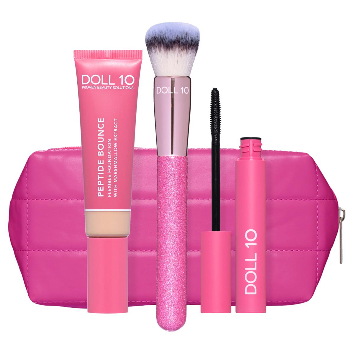 Doll 10 Peptide Bounce Foundation with Brush, Mascara and Bag Set