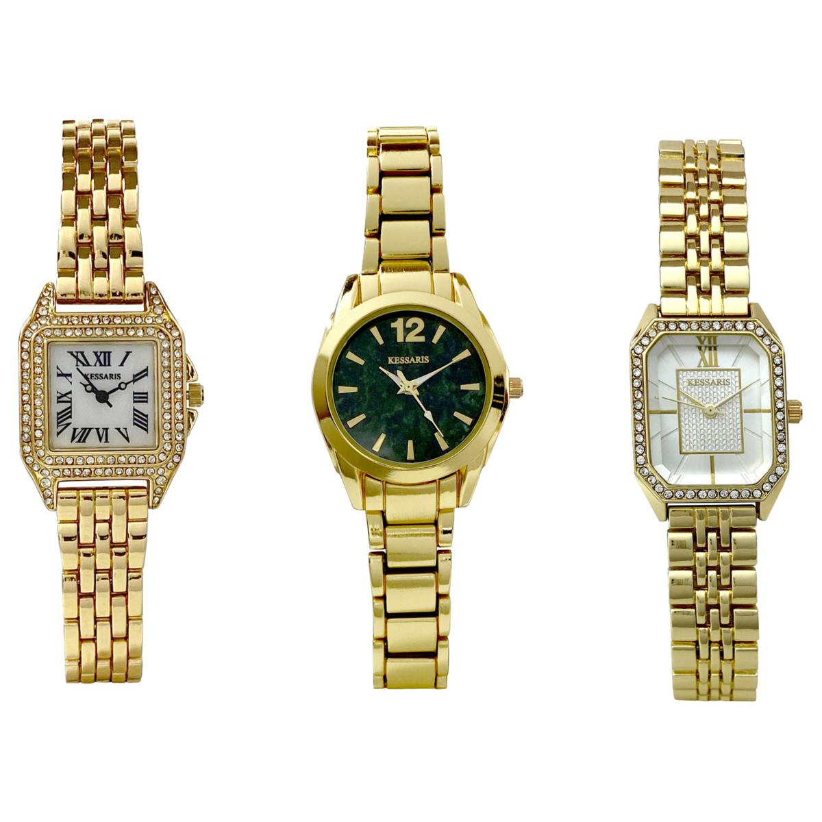 Kessaris 3-Piece Goldtone Metal Watch Set