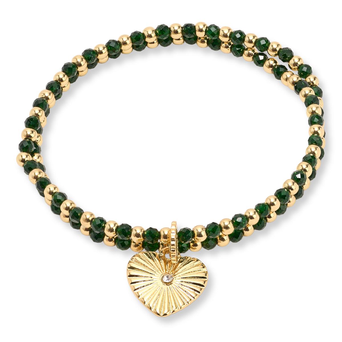 Marlyn by Marlyn Schiff Bead Wrap Heart Charm Bracelet